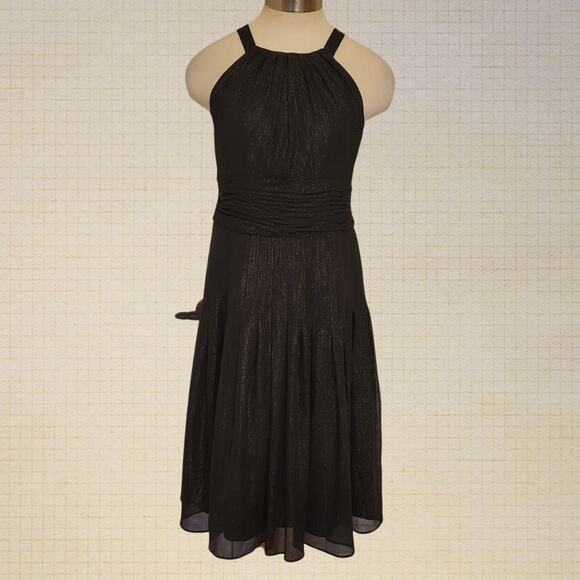 Evan-Picone Black Metallic Halter Midi Dress Size 4 Cocktail Party Formal - Picture 1 of 8